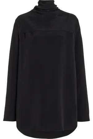 BRANDON MAXWELL The Luna Draped Silk-Crepe Top