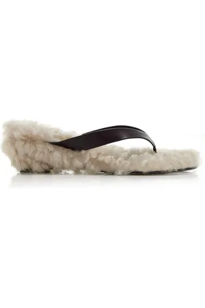 Le Monde Beryl Shearling Thong Sandals