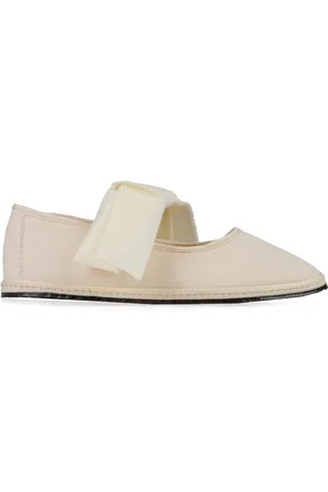 VIBI VENEZIA Convertible Bow-Trimmed Canvas Mary Jane Flats