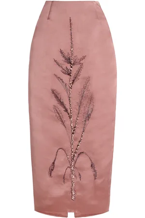 Wiederhoeft Exclusive Embellished Silk Satin Midi Skirt