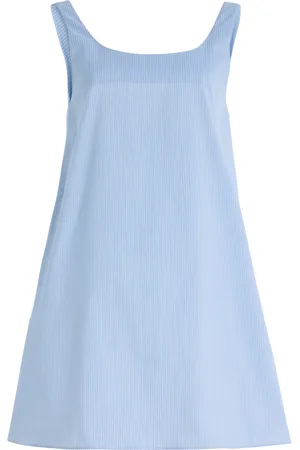 K.NGSLEY Apollo Draped-Back Striped Cotton Poplin Mini Dress