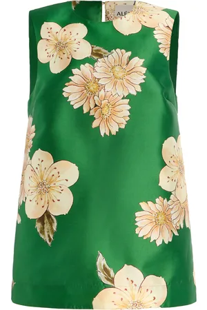 ALÉMAIS Sage Printed Satin Top