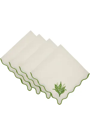 Moda Domus Set-of-Four Lily of the Valley Emboirdered-Linen Napkins