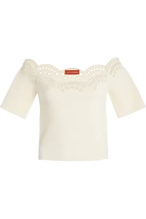 Altuzarra Posy Embroidered Knit Off-The-Shoulder Top