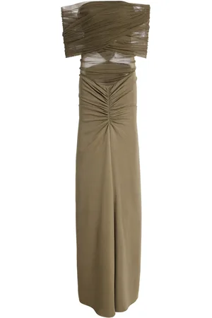 CHRISTOPHER ESBER Ruched Stretch-Tulle Maxi Dress