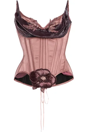 Wiederhoeft Exclusive Salon Embellished Silk Satin Corset Top