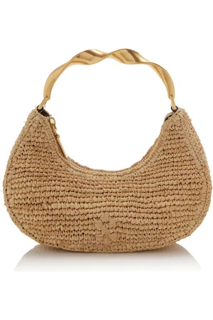 Simkhai Nixi Twist Handle Raffia Shoulder Bag
