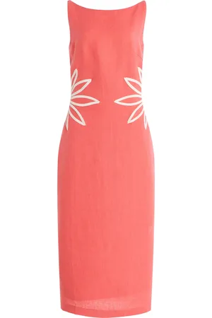 Andres Otalora Exclusive Kamar Embroidered-Linen Midi Dress