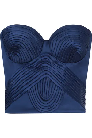 Andres Otalora Hasta El Cielo Pleated Satin Corset Top