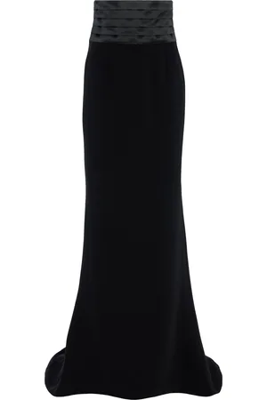 Sergio Hudson Cumberbund-Detailed Stretch-Crepe and Satin Maxi Evening Skirt