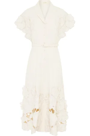 LEO LIN Aubrey Appliquéd Midi Shirt Dress