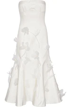 ROTATE Strapless Crepe Midi Dress