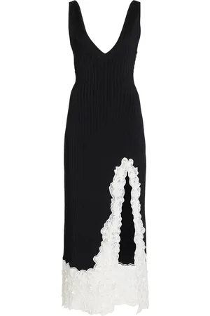Carolina Herrera Lace-Trimmed Knit Midi Dress