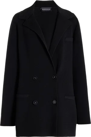 BRANDON MAXWELL The Tatum Wool Double Breasted Knit Blazer