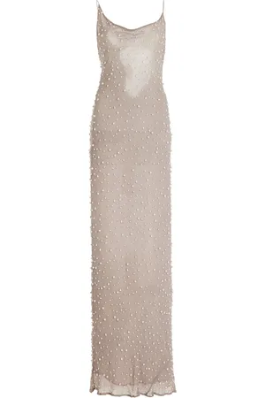 Albus Lumen Bead-Embellished Silk Maxi Dress