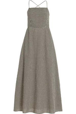 POSSE Lori Open-Back Gingham Cotton Maxi Dress