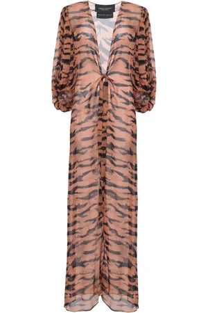 Adriana Degreas X Sabine Getty Puff-Sleeve Silk Cover-Up