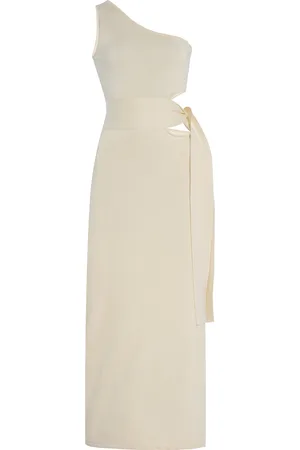 Simkhai Aurelia Asymmetric Cutout Cotton-Silk Midi Dress