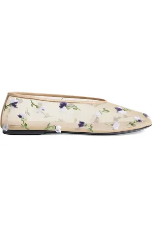 Khaite Marcy Floral-Embroidered Mesh Flats