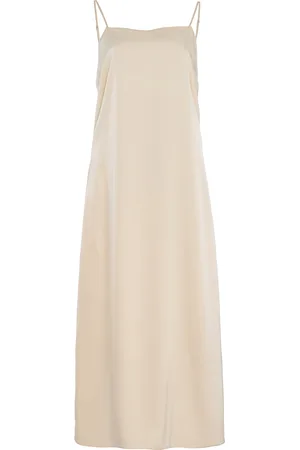 Leset Barb Open Back Satin Midi Slip Dress