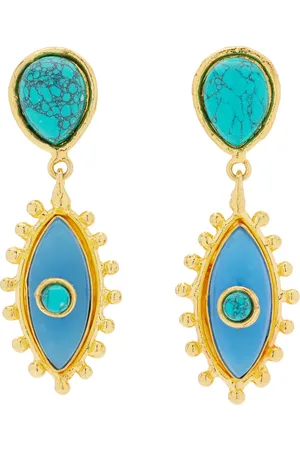Sylvia Toledano Third Eye 22K -Plated Turquoise Chalcedony Earrings