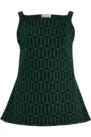 High Asher Cotton-Blend Geo-Jacquard Apron Top