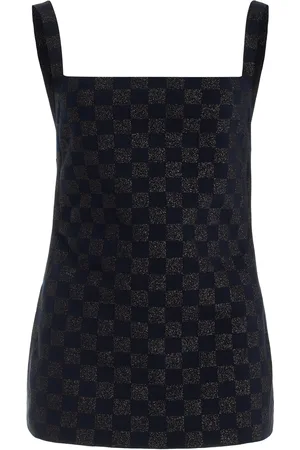 High Exclusive Asher Checked Cotton-Blend Knit Apron Top