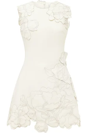 LEO LIN Chloe Floral-Appliquéd Crepe Mini Dress