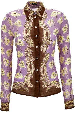 VERSACE Foulard Printed Silk Crepon Shirt