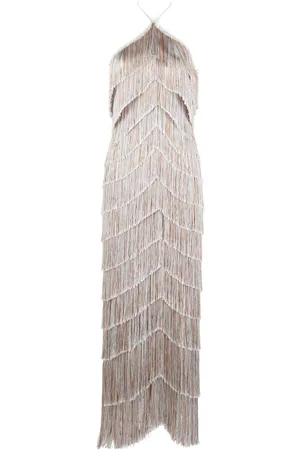 Francesca Miranda Estrella Halterneck Fringe Maxi Dress