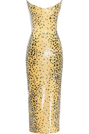 ALEX PERRY Strapless Sequined Corset Midi Dress