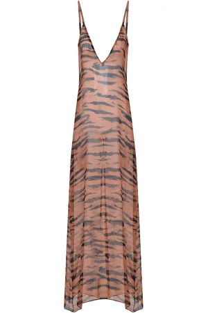 Adriana Degreas X Sabine Getty -Print Open-Back Silk Maxi Dress