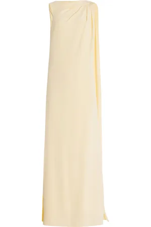 MONIQUE LHUILLIER Backless Draped Silk Caftan Gown