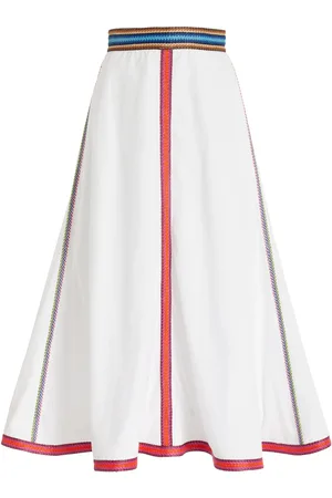 Rosie Assoulin Quartered Cotton A-Line Midi Skirt