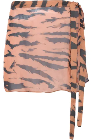 Adriana Degreas X Sabine Getty -Print Side-Tie Silk Mini Skirt