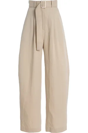 Matthew Bruch Pleated High-Rise Barrel-Leg Pants