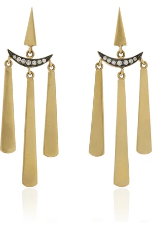 Sylva & Cie Moon Tassel 18K Yellow Diamond Earrings