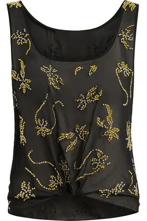 16Arlington Gilda Twisted Gold-Print Top