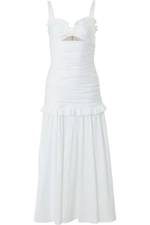 Carolina Herrera Ruffle-Detailed Cotton-Blend Midi Dress