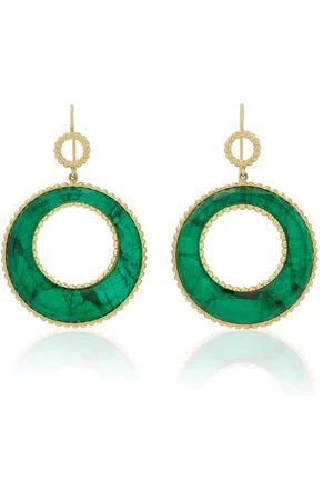 Sylva & Cie Caviar 18K Yellow Gold Emerald; Mother-of-Pearl Earrings