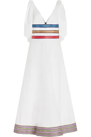 Rosie Assoulin Tie Another Day Striped Cotton Midi Dress