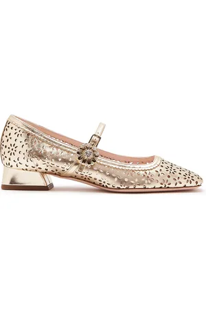 Roger Vivier Tres Vivier Perforated Metallic Leather Mary Jane Pumps