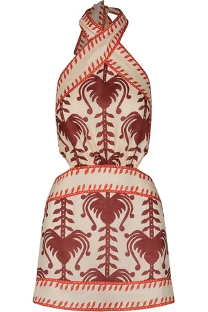 JOHANNA ORTIZ Marsala Tide Strength Printed Linen Mini Dress