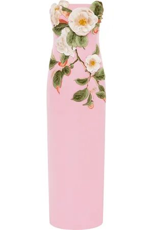 LEO LIN Rayna Appliquéd Camelia-Print Bustier Maxi Dress