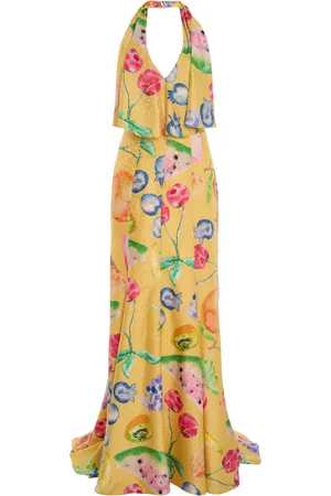 Rosie Assoulin Bat Your Eyelashes Silk Halter Gown