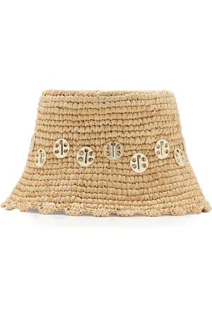 Paco rabanne Chainmail-Embellished Raffia Bucket Hat