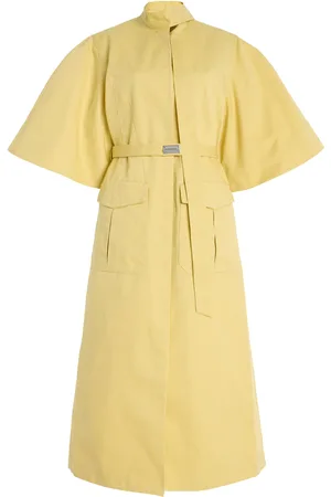 ALEXIS Ilardi Belted Twill Tie-Neck Midi Dress