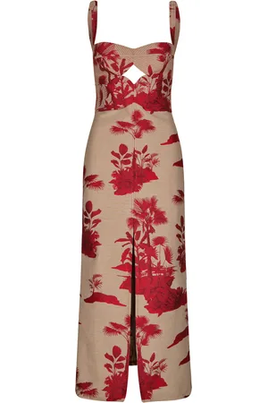 JOHANNA ORTIZ Black Tie Cutout Cotton-Blend Midi Dress