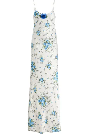 RODARTE Floral-Print Silk Slip Gown