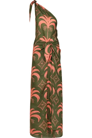 JOHANNA ORTIZ Seaweed One-Shoulder Linen Maxi Dress